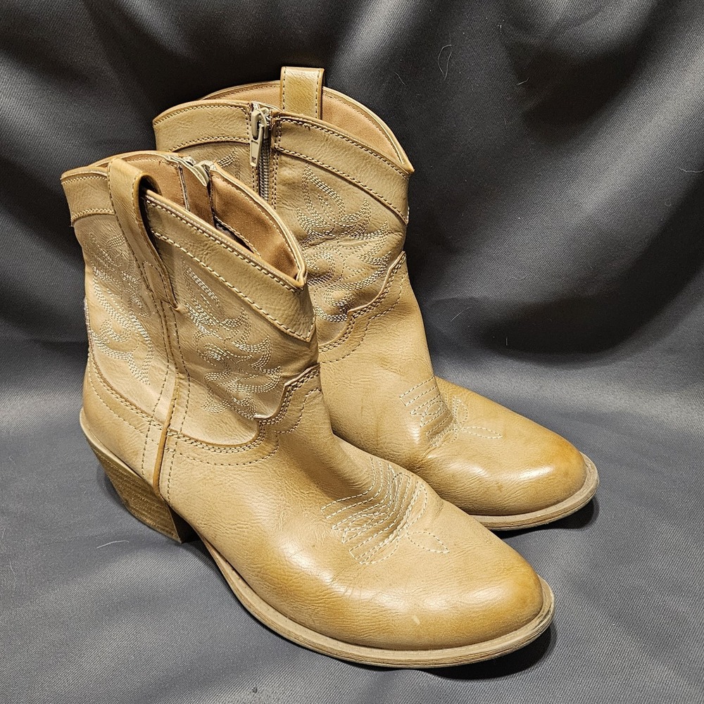 Code West Woowoo CW156 Natural Cowboy Boots Womens Size 8M Western Boho Rodeo‎